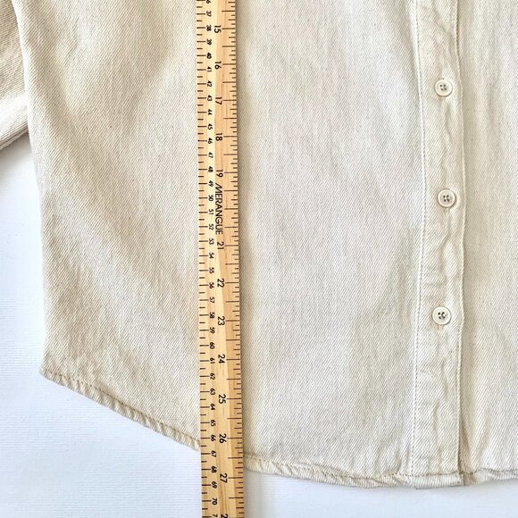 Zara Twill Denim Shirt Jacket Balloon Sleeve Collar Coastal Grandma Coquette - Picture 9 of 11